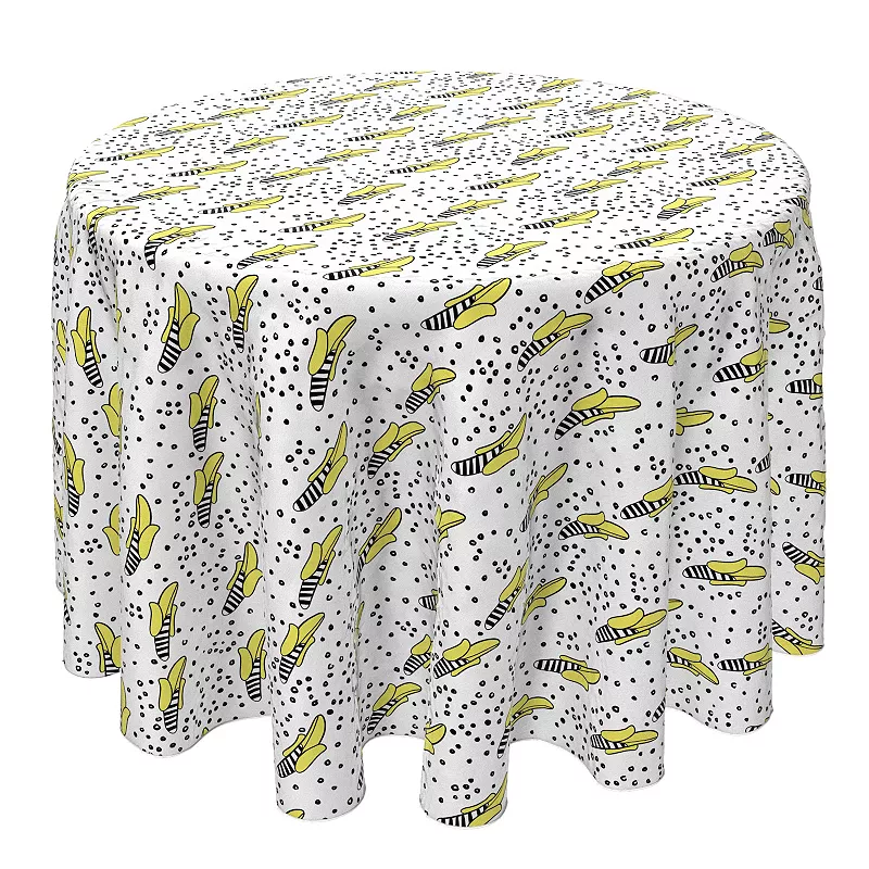 Round Tablecloth， 100% Cotton， 60 Round， Modern Banana