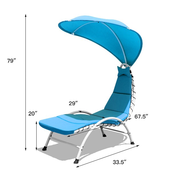 Costway Chaise Lounge Chair With Canopy Hammock Chair With Canopy Orange beige turquoise