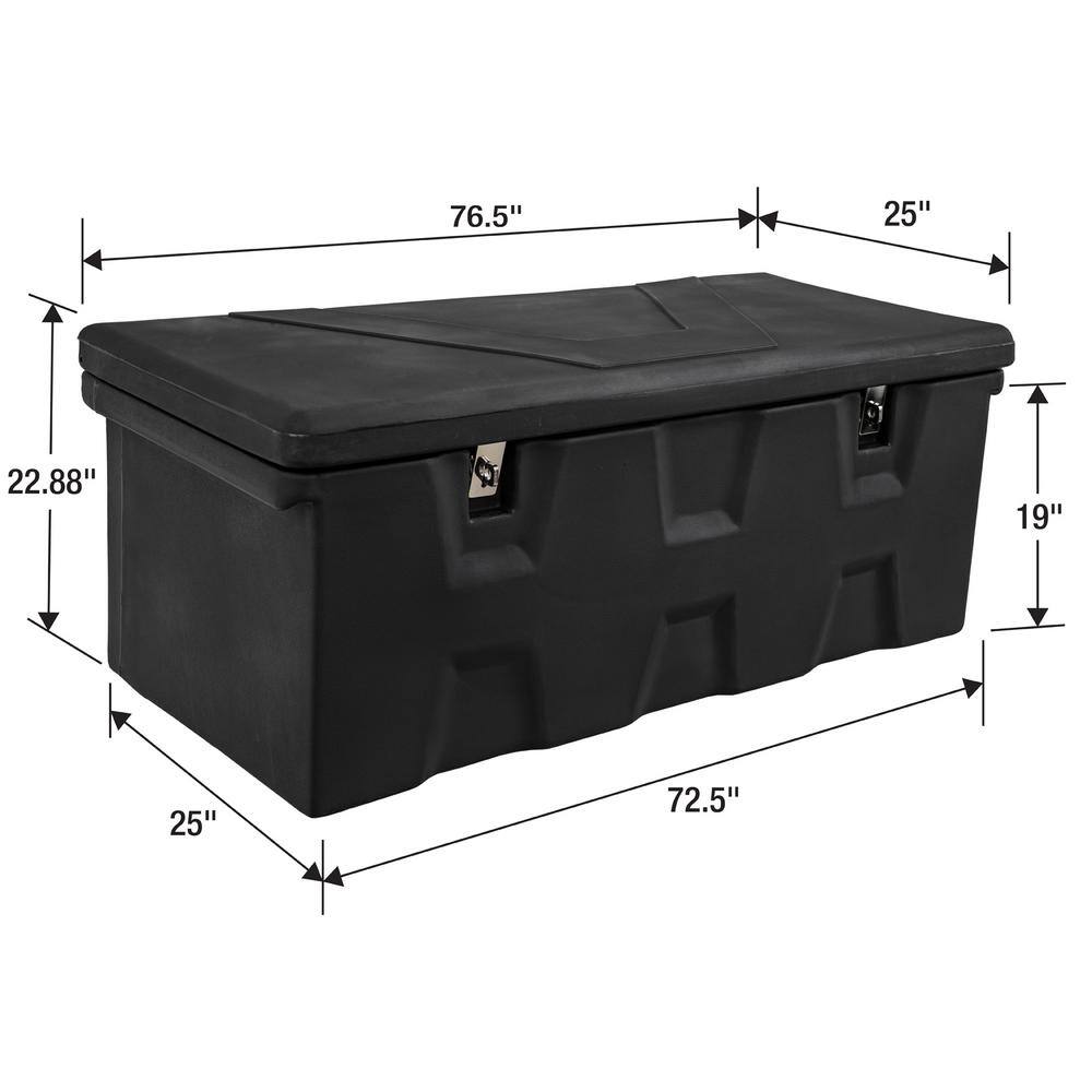 Buyers Products Company 23 in. x 25 in. x 77 in. Matte Black Plastic All-Purpose Truck Tool Box Chest 1712260