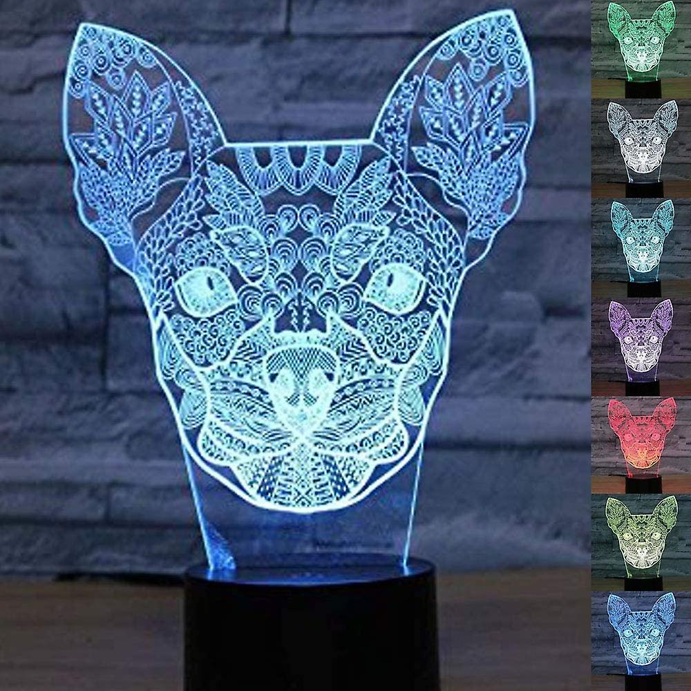 Abstractive 3d Chihuahua Dog Optical Illusion Night Light 7 Color Change Touch Switch Usb Powered Led Acrylic Desk Lamp For Christmas Thanksgiving