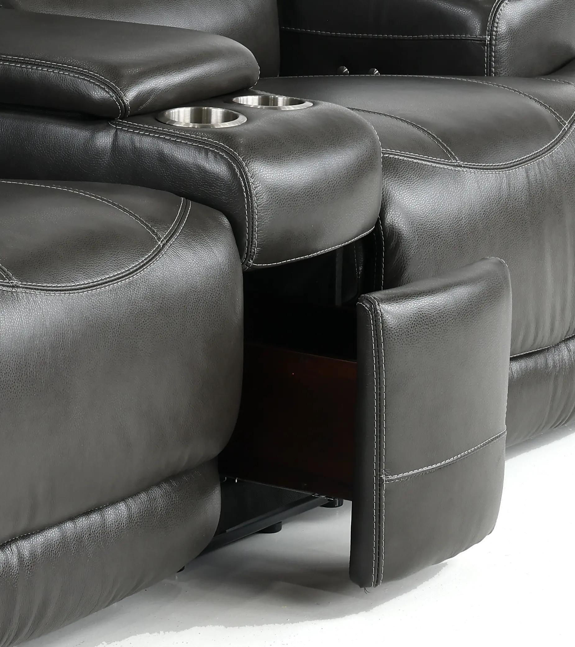 Stampede Charcoal Leather-Match Power Reclining Loveseat