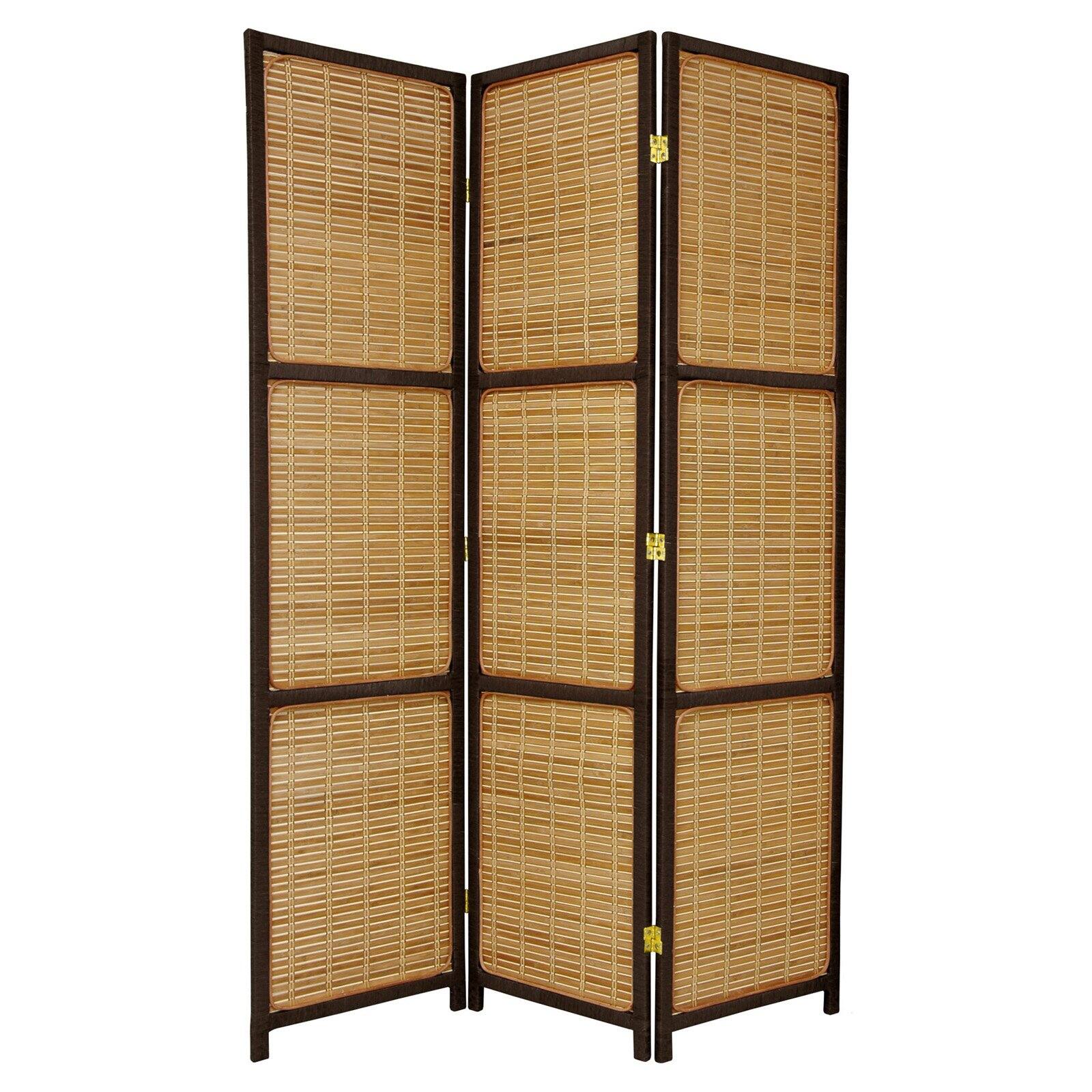 Oriental Furniture 6 ft. Tall Woven Accent Room Divider - 4 Panel - Dark Brown