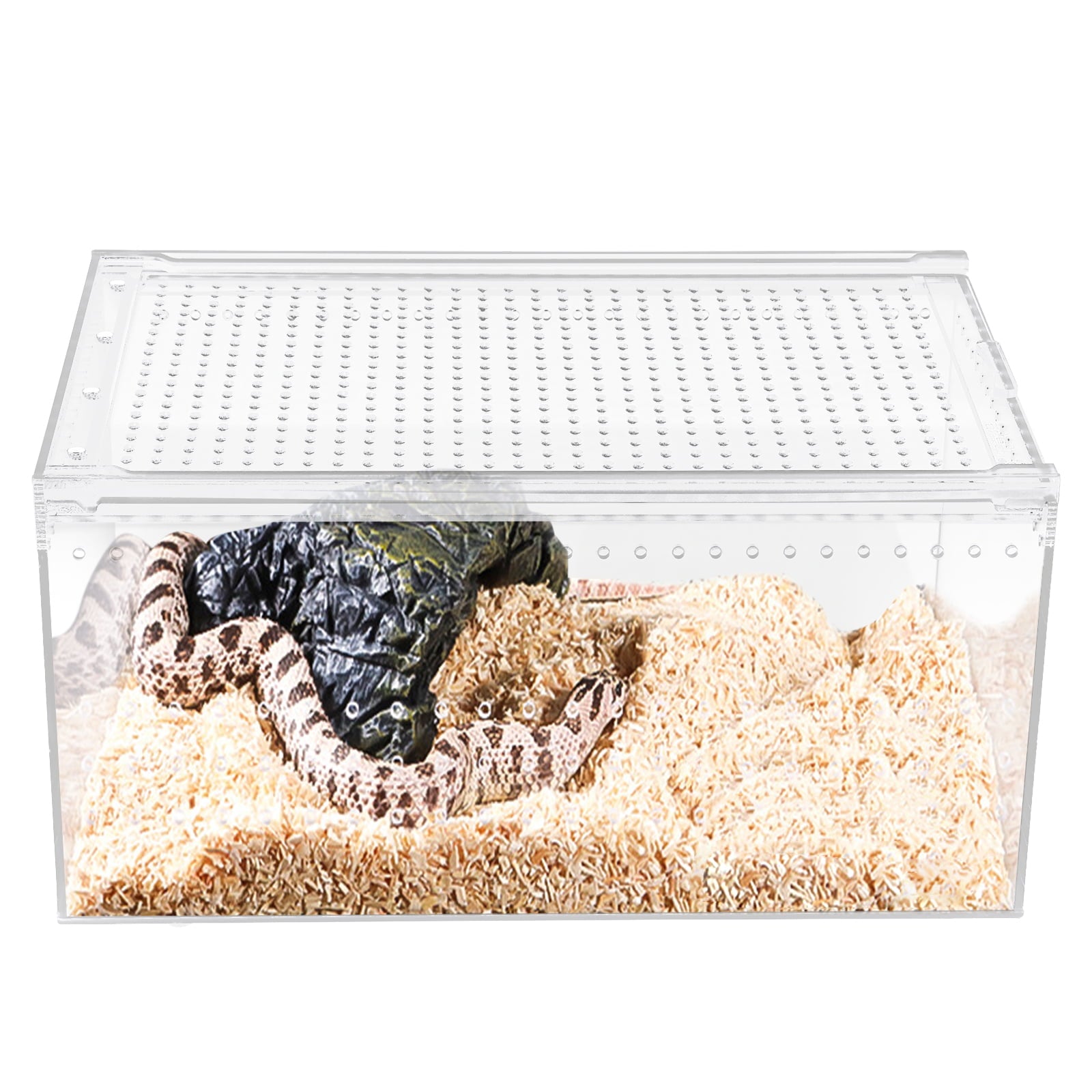 Reptile Feeding Box Snake Breeding Box Transparent Animal Habitat Cage Portable Plastic Turtle Transport Container for Bearded Dragon Lizard Spider Frog Scorpion Gecko