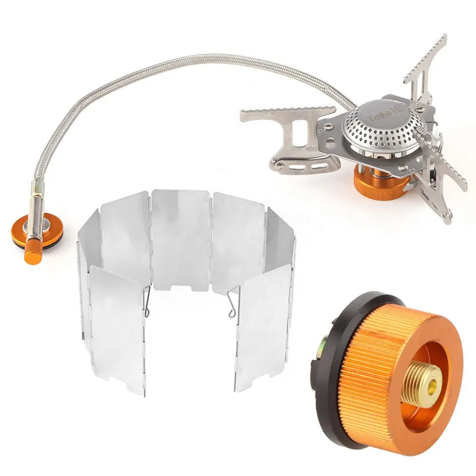 Outdoor Camping Portable Gas Cooker Stove For Camping Hiking Accessories Adapter For Filling Gas Cylinders oy Windshield