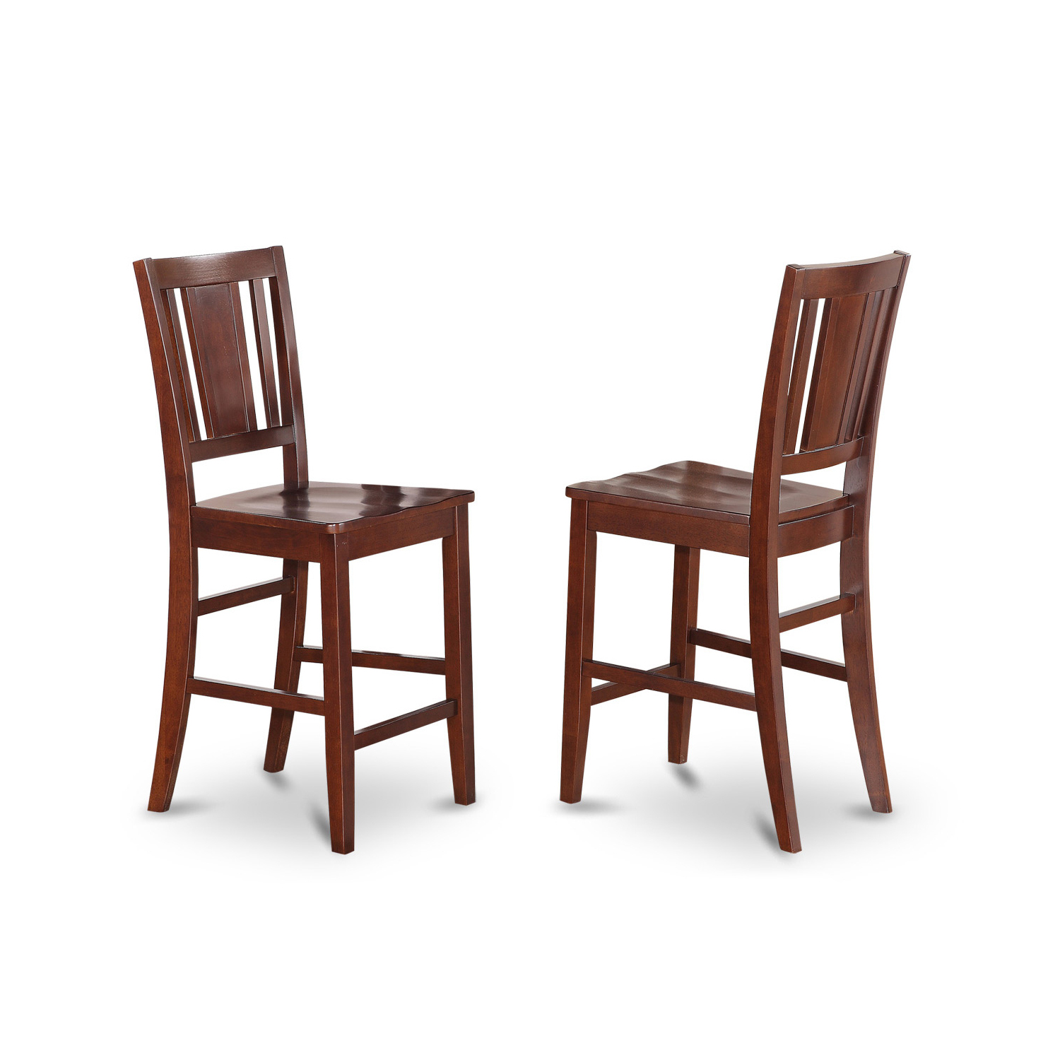 Counter Height Pub Set - High Table And Kitchen Chairs-Finish:Mahogany，Number of Items:5，Shape:Rectangular，Style:Wood Seat