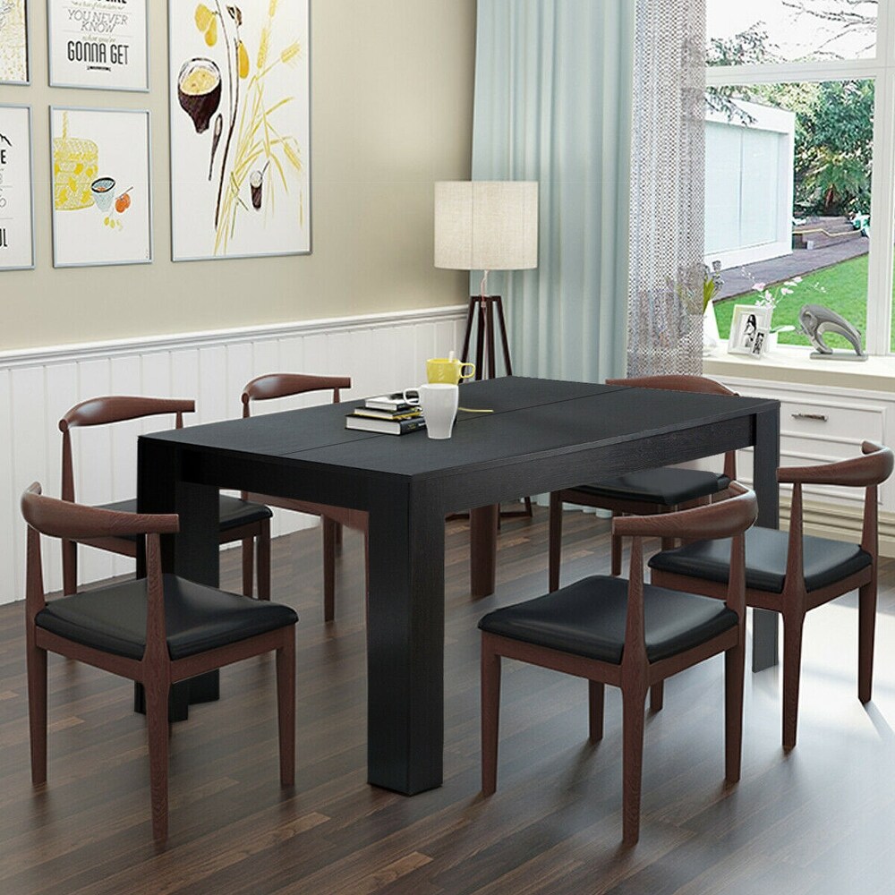 Gymax 63'' Dining Table Rectangular Modern Kitchen Table For 6 People   Coffee   See Details