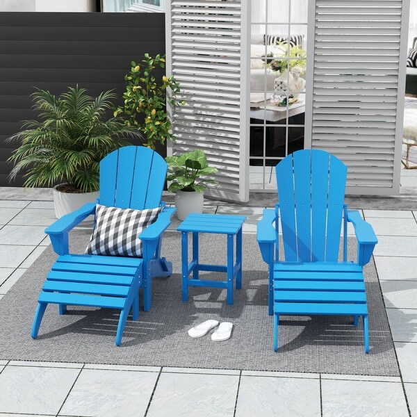 Polytrends Laguna Hdpe All Weather Outdoor Patio Foldable Adirondack Chairs Conversation Set (5Piece Set)