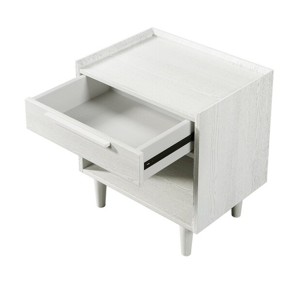 Modern One-Drawer Nightstand Side Table with Solid Wood Legs - - 37612690