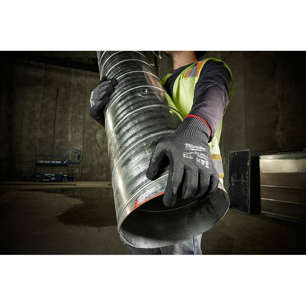 MW Large Gray Nitrile Level 5 Cut Resistant Dipped Work Gloves 48-22-8952