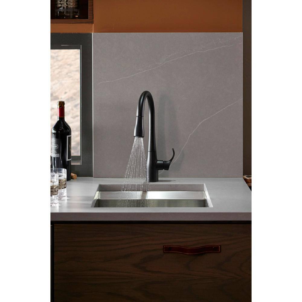 KOHLER Simplice Single-Handle Pull-Down Sprayer Kitchen Faucet in Matte Black K-597-BL