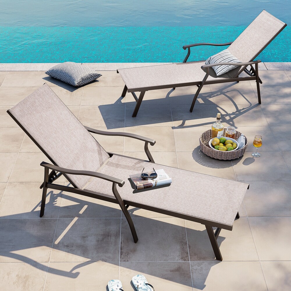 Outdoor Patio Aluminum Adjustable Chaise Lounge Chair (Set of 2)   See Picture