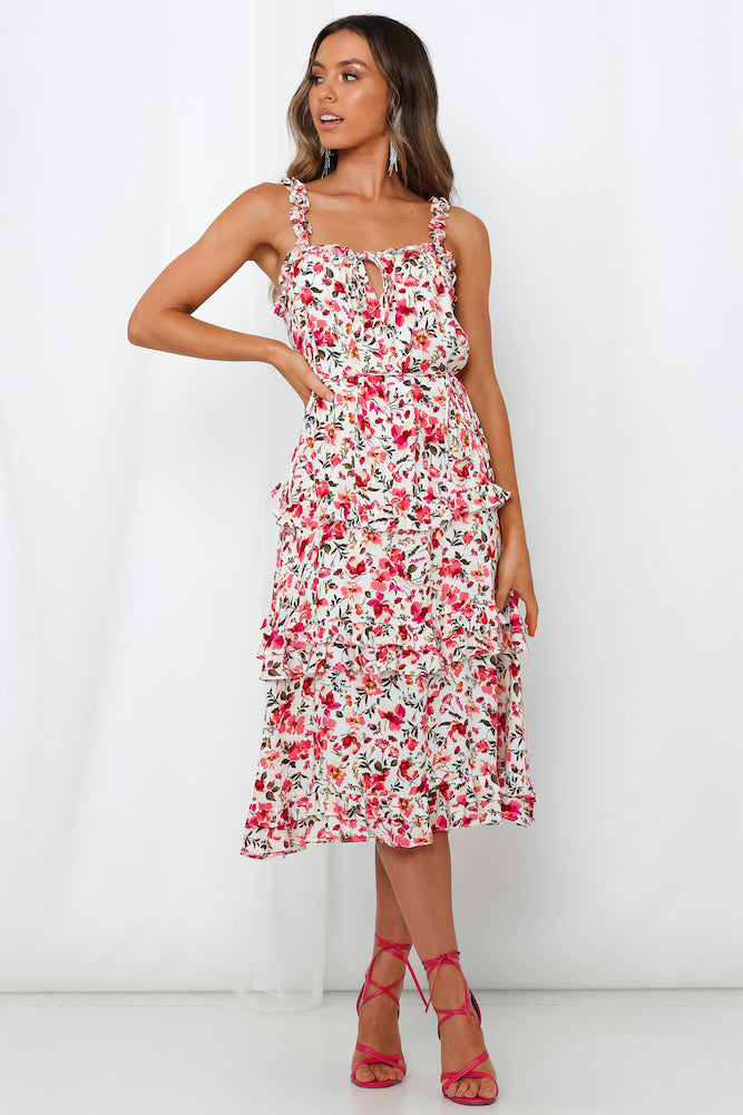 La Isla Bonita Midi Dress Fuchsia