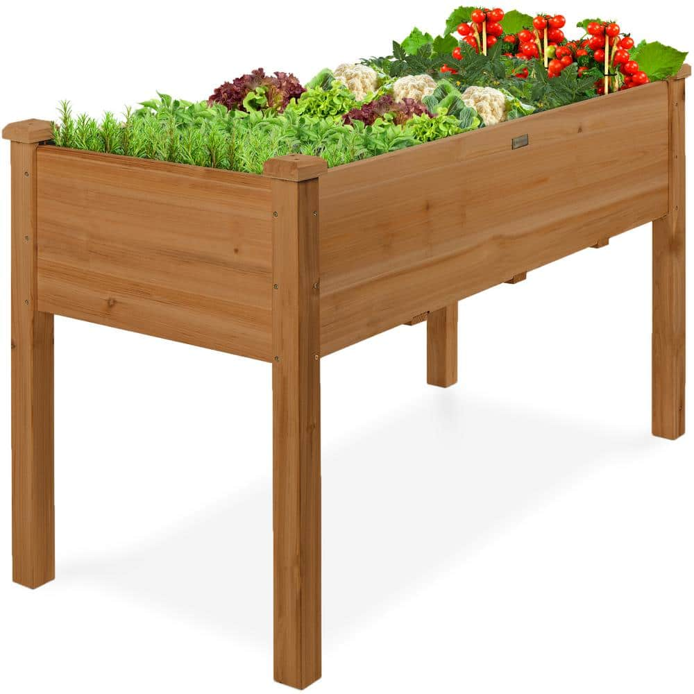 Best Choice Products 48 in. x 24 in. x 30 in. Wood Raised Garden Bed - Acorn Brown SKY6626