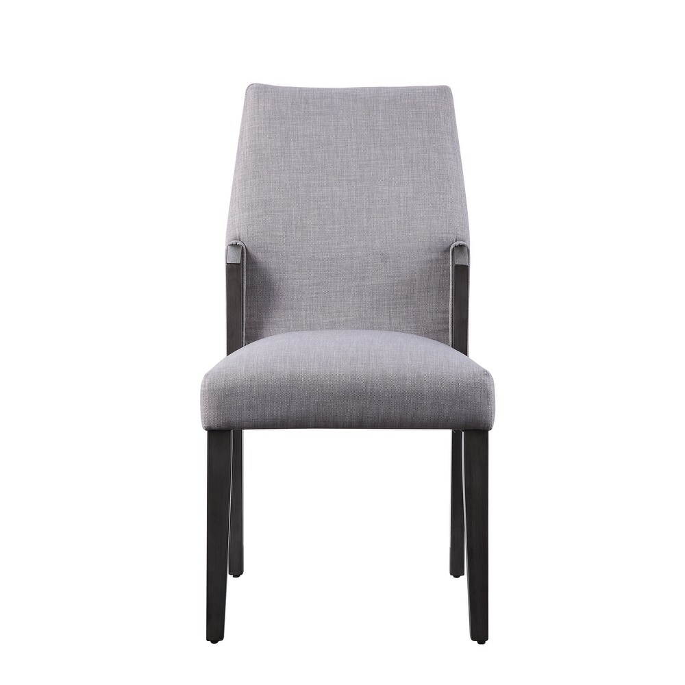 Modern Bernice Gray Fabric Upholstered Dining Chairs Set of 2  Armless Solid Wood Side Chairs for Kitchen and Living Room