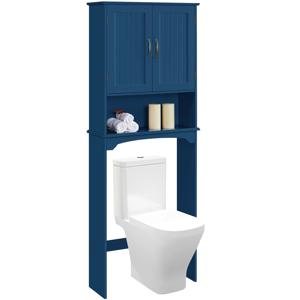 SMILE MART Wooden Over-the-Toilet Bathroom Storage Cabinet for Bathroom, Navy Blue