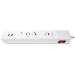 Energizer Smart Wi-Fi 4-Outlet 2 USB Ports Power Strip Surge Protector 1200 Joules Voice Control EIS3-1000-WHT