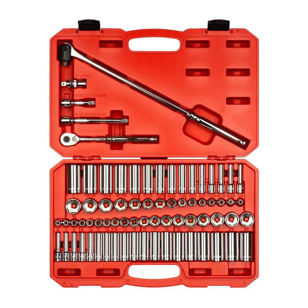 TEKTON 38 Inch Drive 6-Point Socket  Ratchet Set 73-Piece (14-1 in. 6-24 mm) SKT15311