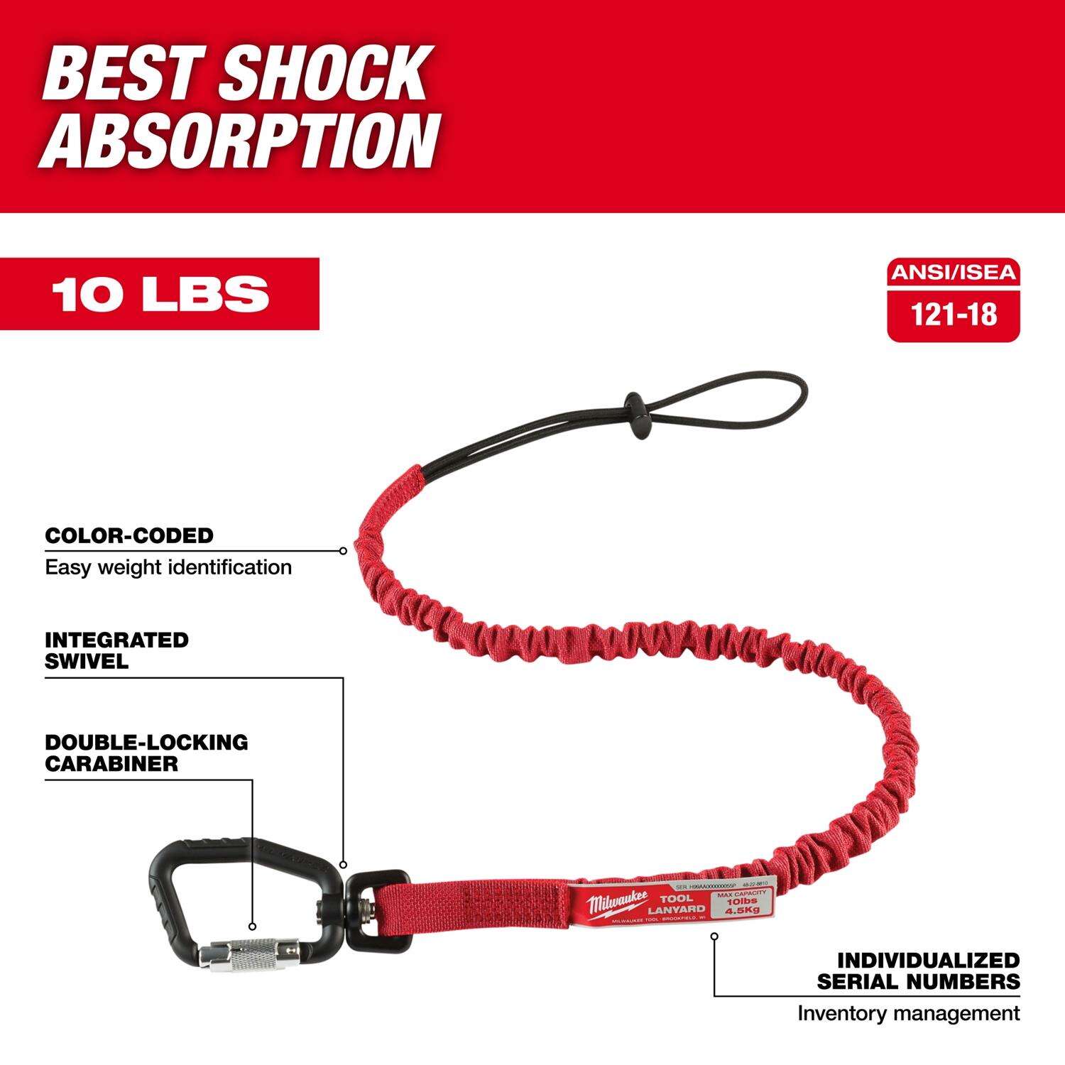 MW Nylon/Stainless Steel Red Locking Tool Lanyard 1 pk