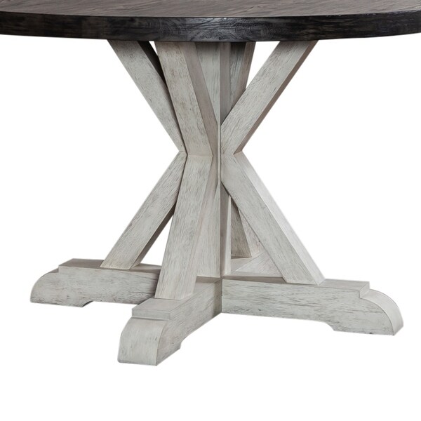 Willowrun Rustic White Weathered Gray Pedestal Table Set