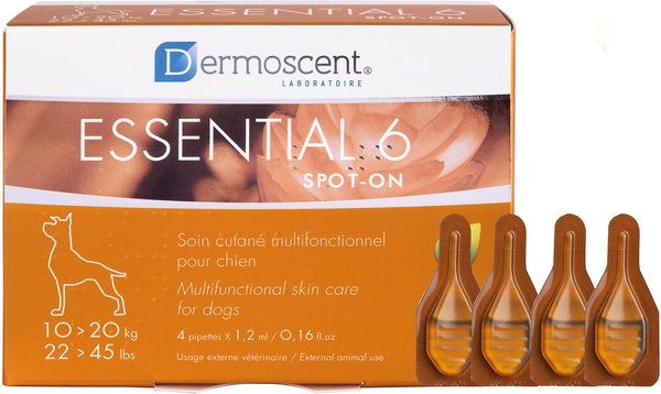 Dermoscent Essential 6 Spot-On Medium Breed Dog Skin Care Treatment， 4 count