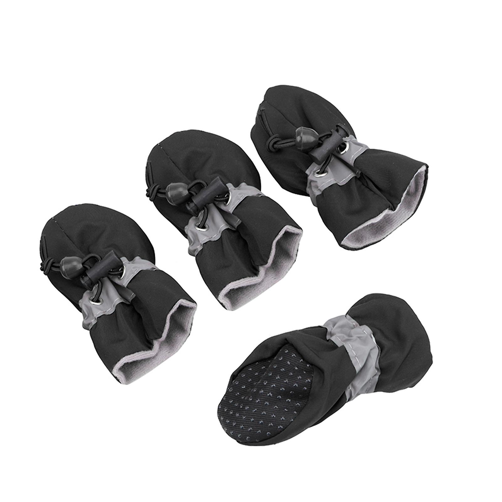 Antiskid Puppy Shoes 4pcs Soft-soled Dog Shoes With Adjustable Drawstring Waterproof Dog Boots Pet Paw Care Protector For Small， Medium Pets Dogs Blac