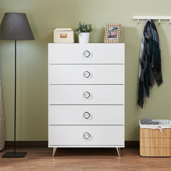 Aoolive Elms Chest Storage Cabinet for Bedroom in White - - 35561330