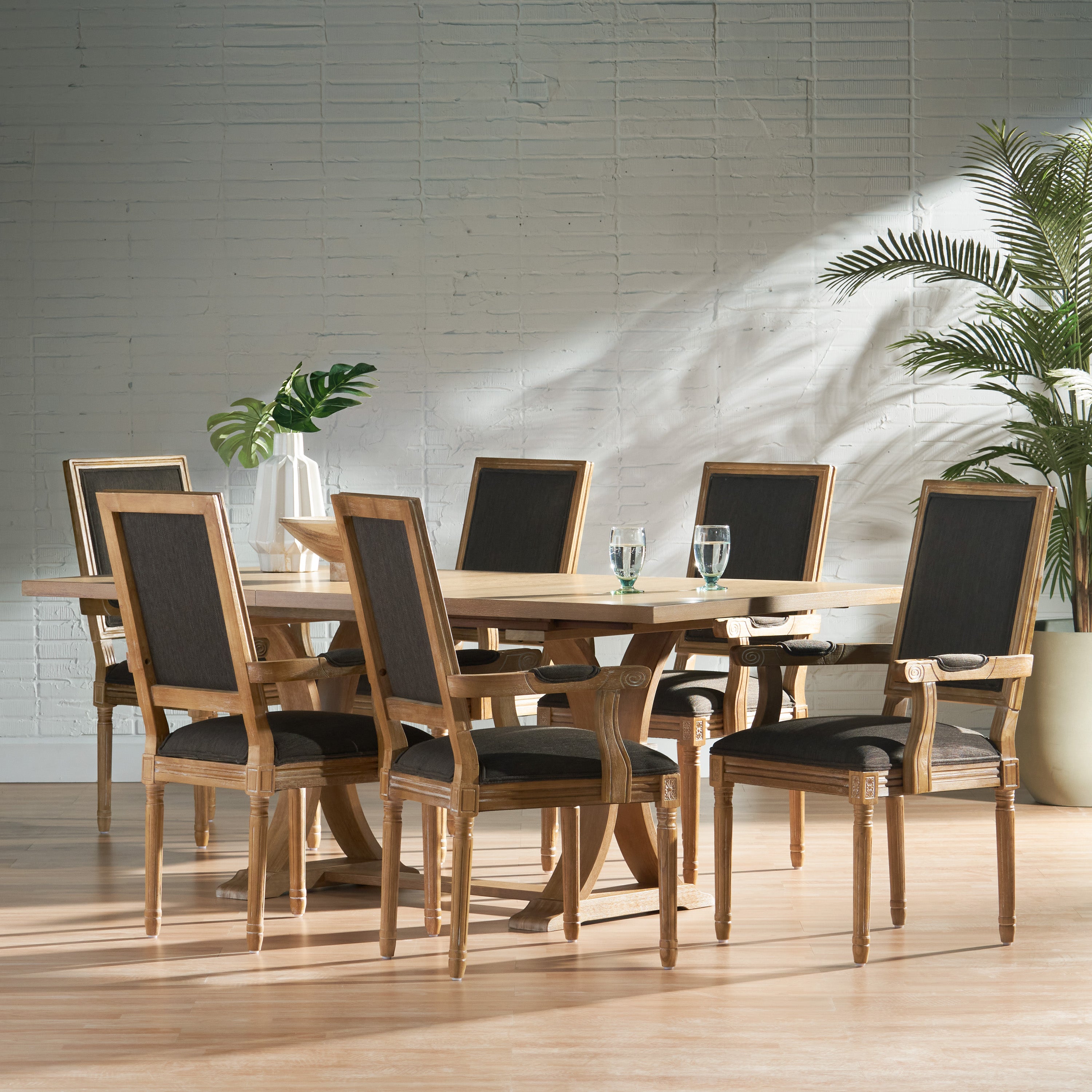 Ashlyn French Country Wood 7-Piece Expandable Dining Set