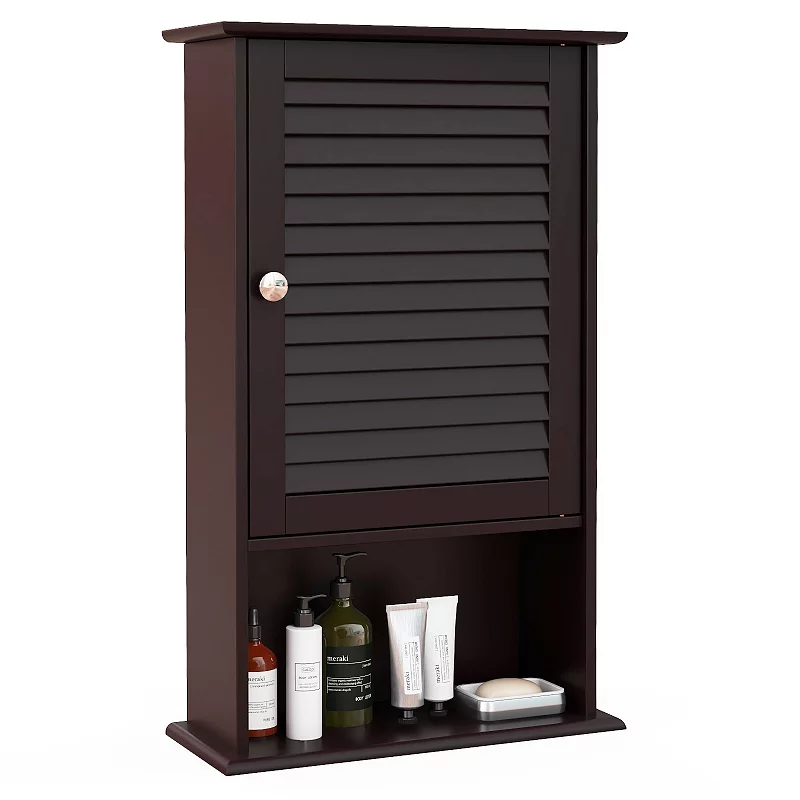 Bathroom Wall Mount Storage Cabinet Single Door with Height Adjustable Shelf