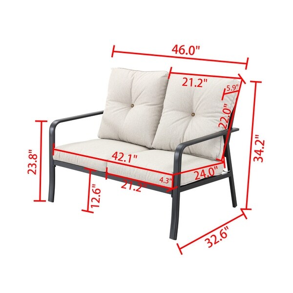 Patio Festival Outdoor Metal Loveseat with Cushions