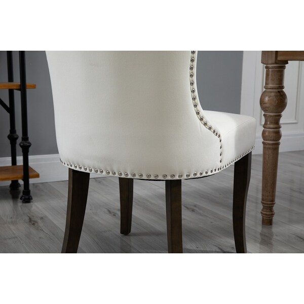 Velvet Dining Chair Tufted Armless Chair Silver Decorative Studs Upholstered Accent Chair， Set of 6