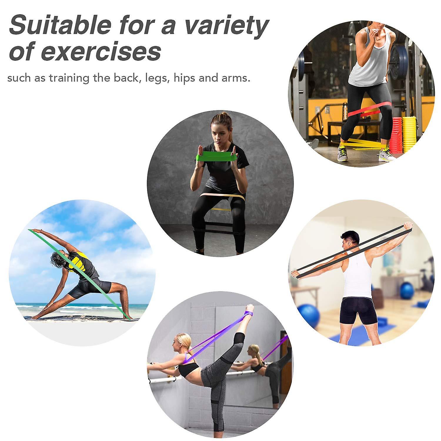 Set Of 5 Heavy Duty Resistance Band Loop Power Gym Fitness Exercise Yoga Workout