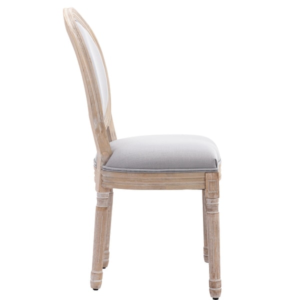 Upholstered Fabrice French Dining Chair with rubber legs