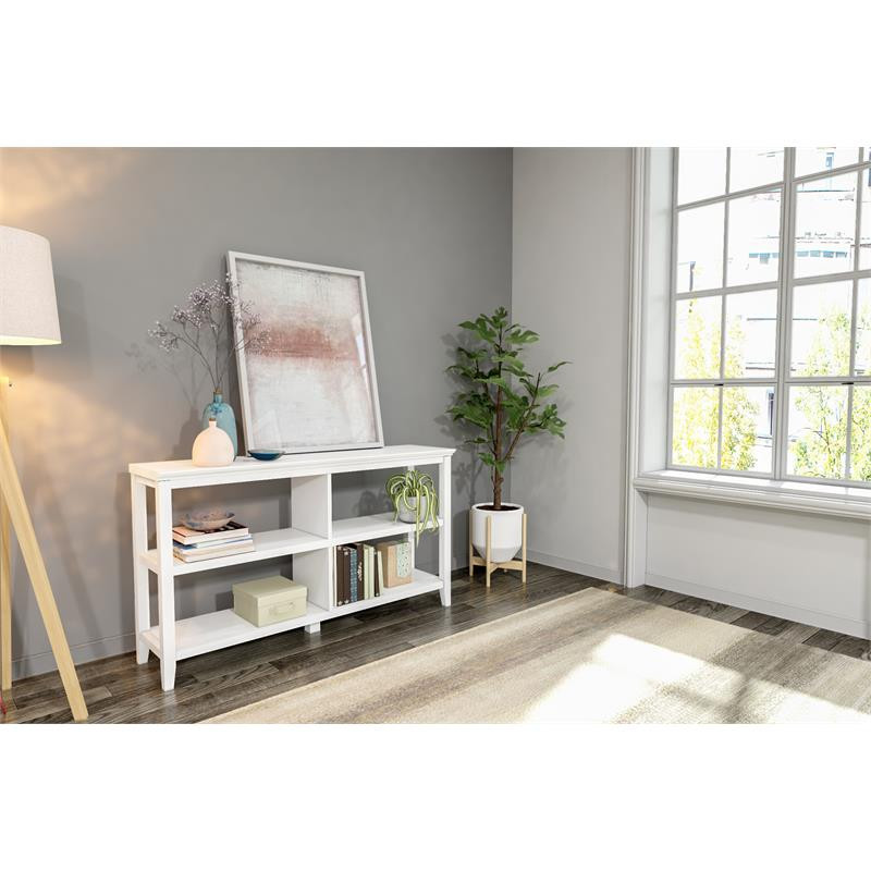 New Ridge Home Goods 2 tier Low Traditional Wooden Bookcase in White   Transitional   Bookcases   by Homesquare  Houzz