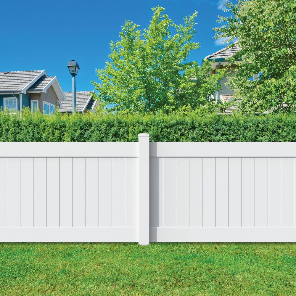 Veranda Linden 4 ft. H x 8 ft. W White Vinyl Privacy Fence Panel Kit 73014719