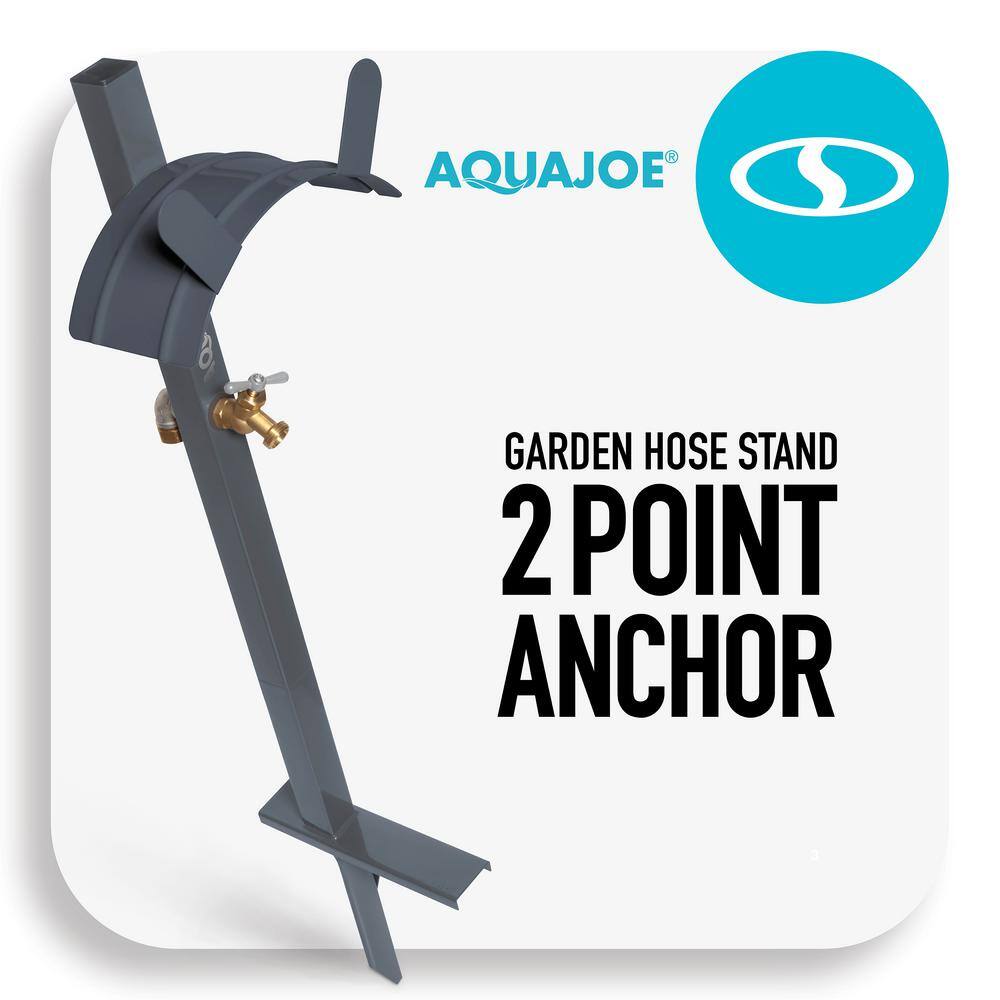AQUA JOE 125 ft. Capacity Garden Hose Stand with Brass Faucet SJ-SHSBB-GRY