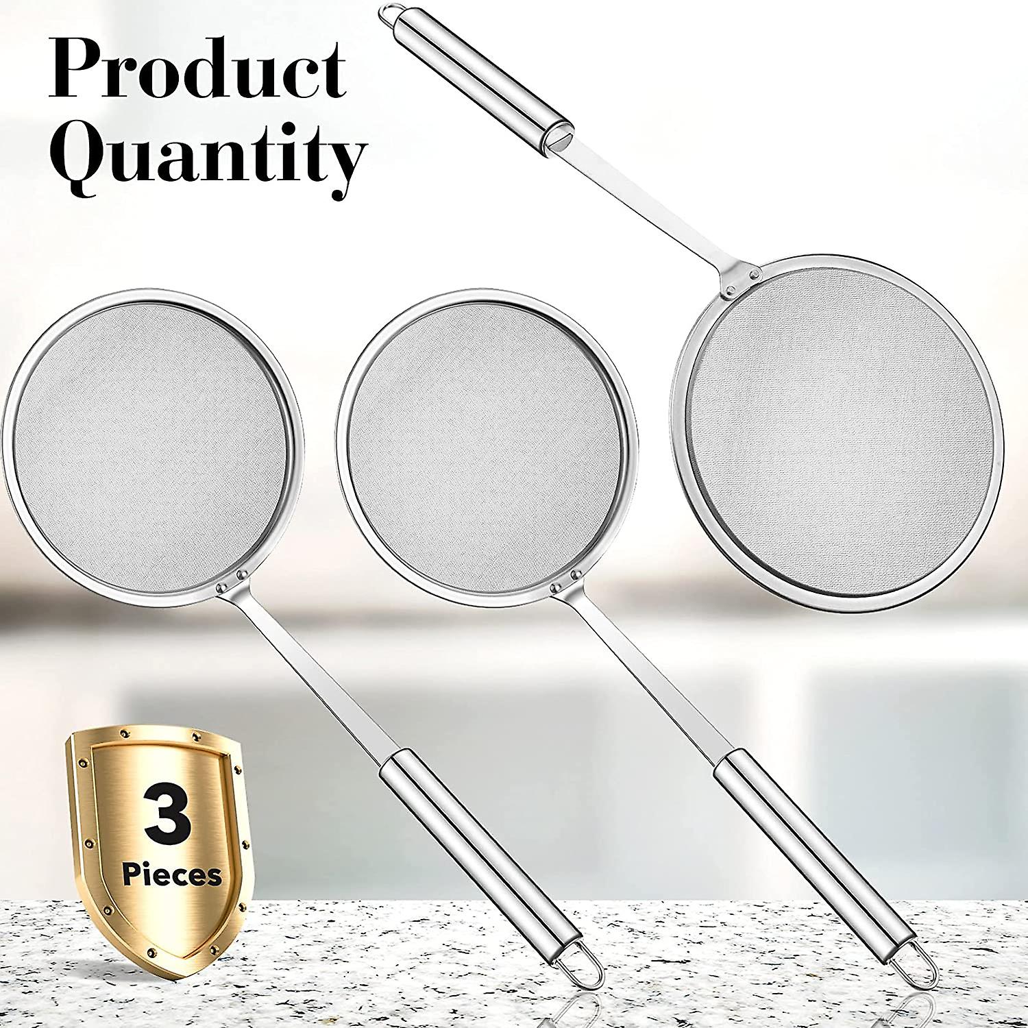 Skimmer Spoon 3 Pieces Grease Strainer Spoon Stainless Steel Fat Skimmer Soup Strainer With Long Handle For Grease Gravy Foam Hot Pot (5.51 Inch)