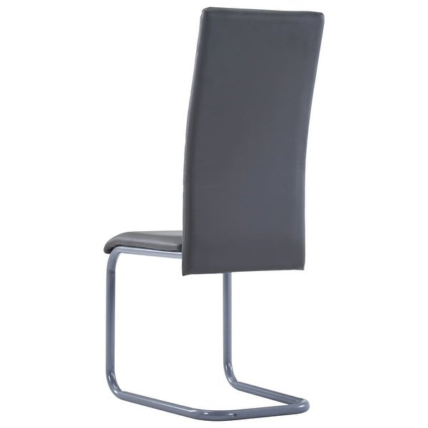 Cantilever Dining Chairs 4 pcs Gray Faux Leather