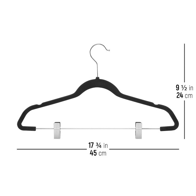 Osto 30 Pack Premium Velvet Hangers With Clips Non slip Pants Hangers With Notches Thin Space saving With 360 Degree Swivel Hook Black