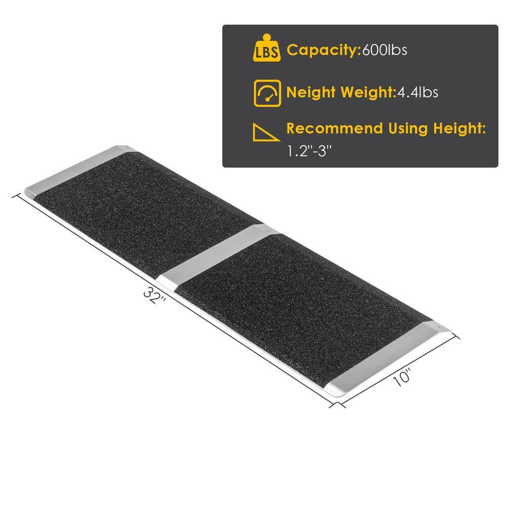 Karl home 10 in. x 32 in. Portable Aluminum Threshold Ramp Fit For Wheelchair Scooter Doorway Access Door Anti Slip Ramp 603083566625