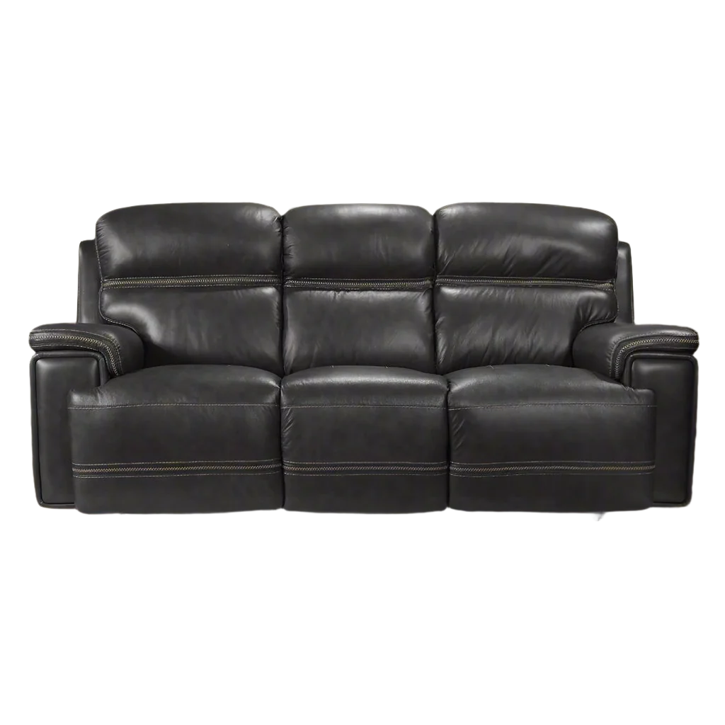 Fresno Power Reclining Leather Sofa with Contrast Stitching