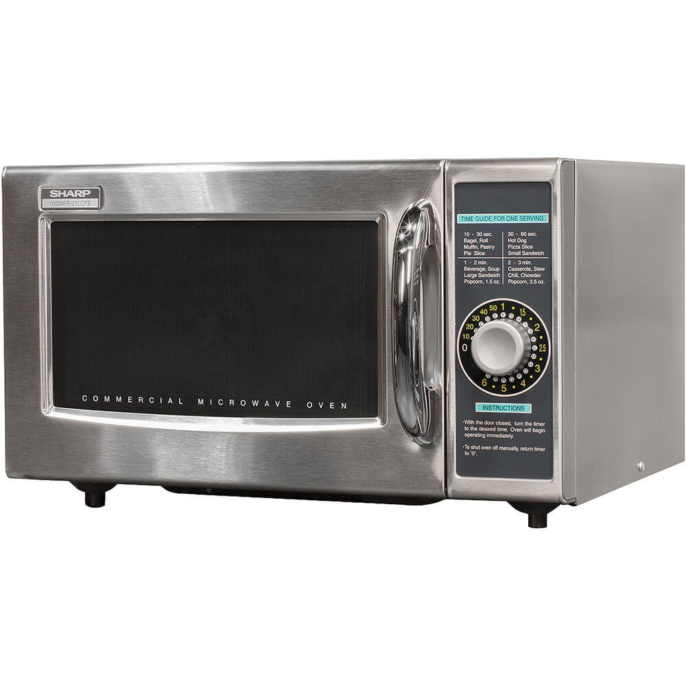 Sharp R-21LCFS Medium-Duty Commercial Microwave Oven with Dial Timer, Stainless Steel, 1000-Watts, 120-Volts