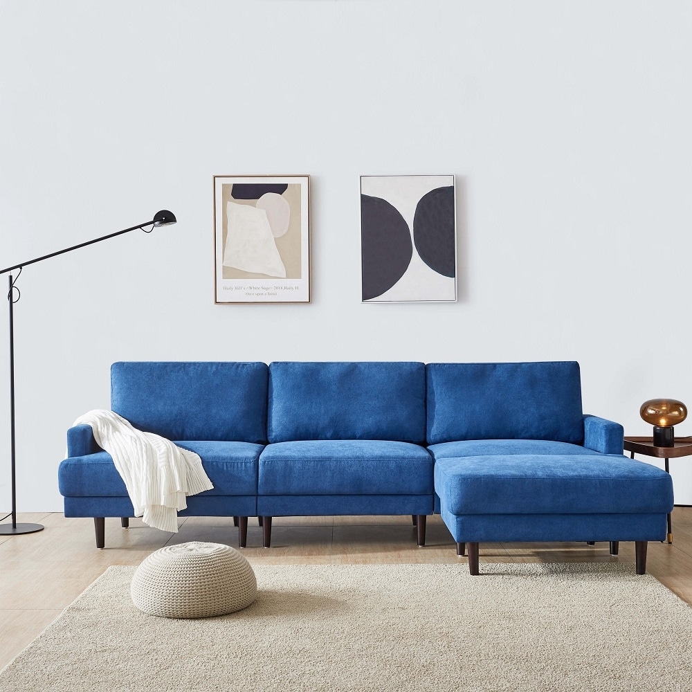 Modern fabric sofa 3 seater with ottoman