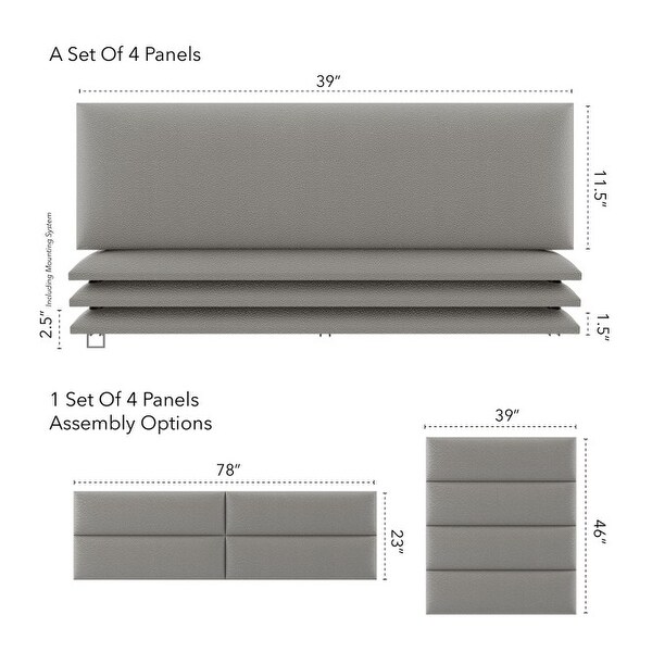 VANT Upholstered Headboards - Zigrino Mineral - 39 Inch - Set of 4 Panels. - - 34192254