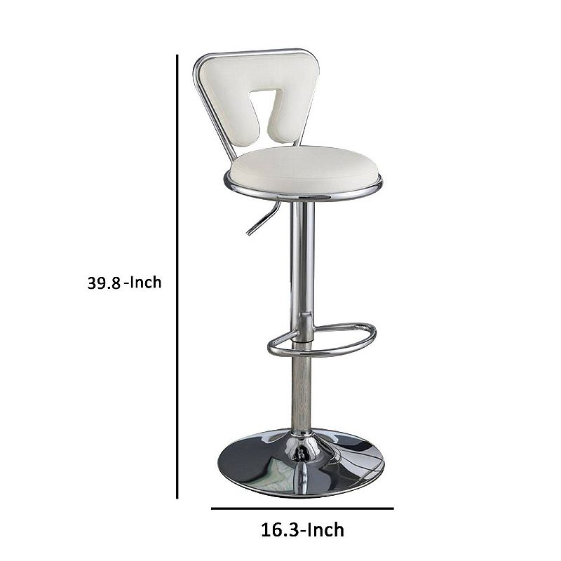 Adjustable Barstool with Round Seat and Stalk Support， Set of 2， White