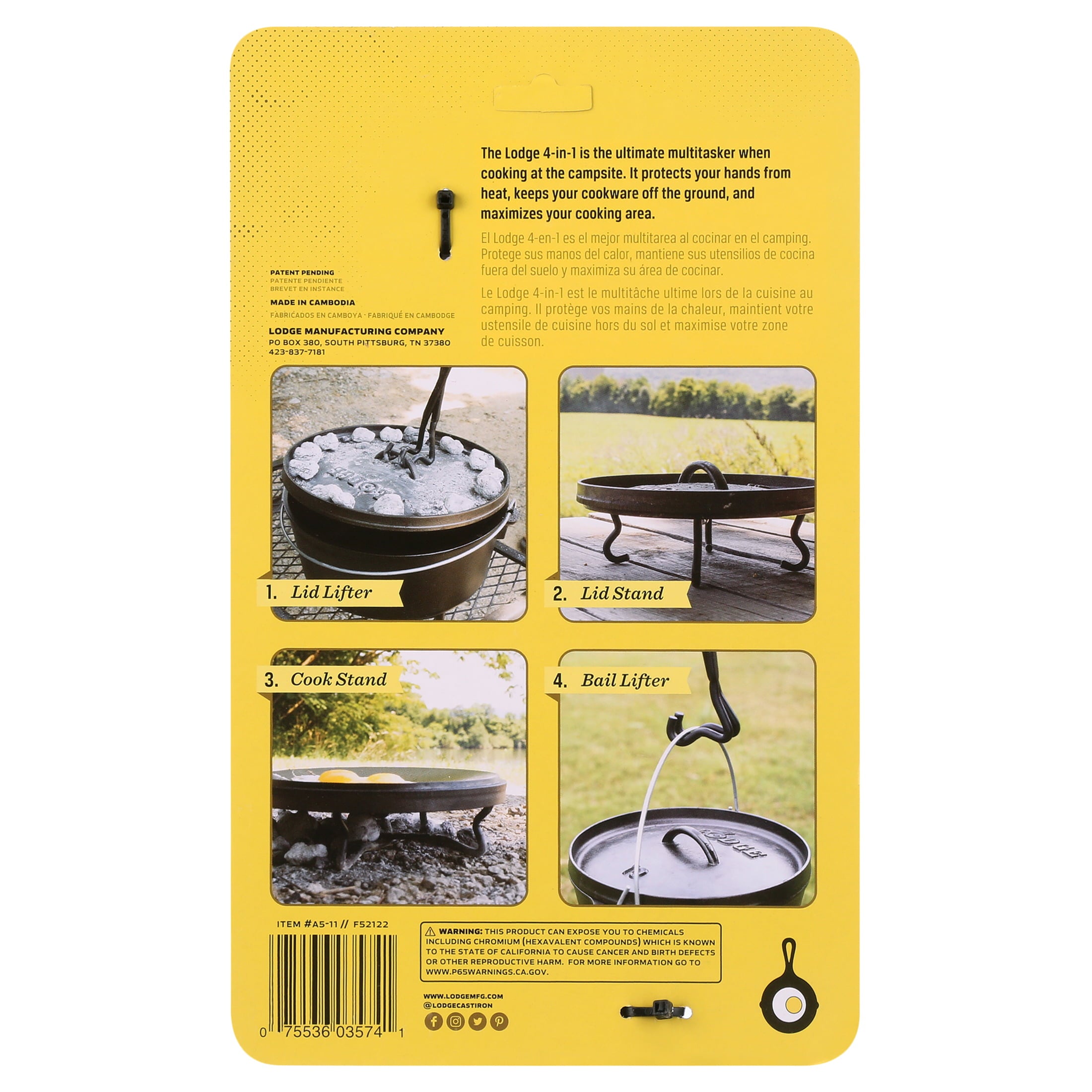 Lodge Cast Iron 4-in-1 Camp Dutch Oven Tool