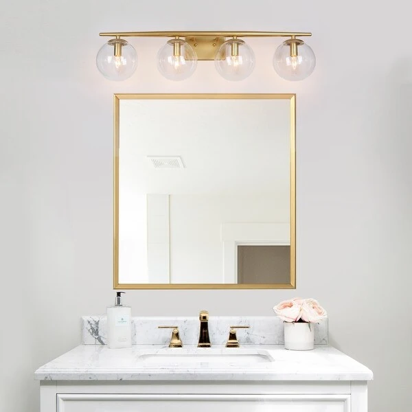 Modern Gold 4/ 3-light Bathroom Vanity Lights Glass Globe Wall Sconces