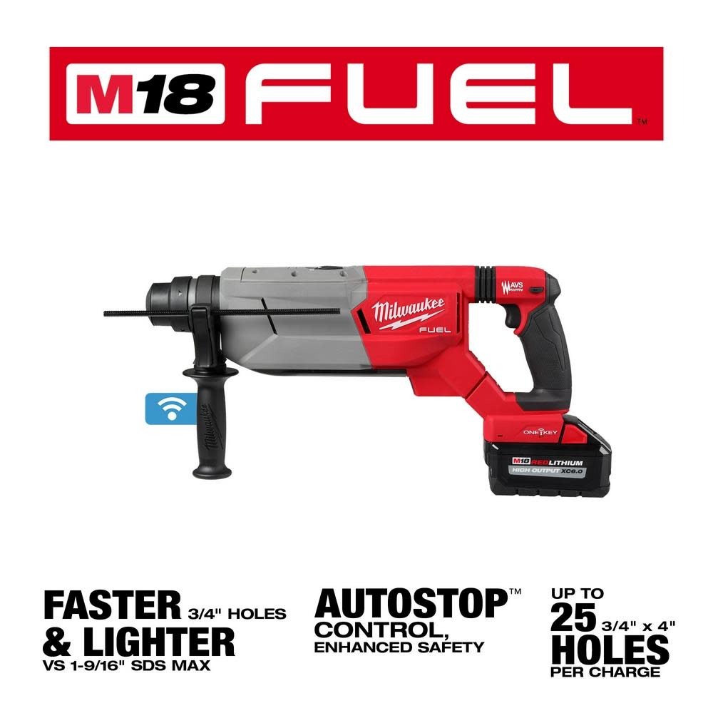 Milwaukee M18 FUEL 1 1/4” SDS Plus D Handle Rotary Hammer Kit with ONE KEY