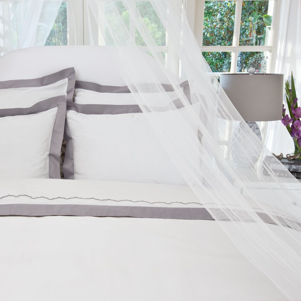 English Grey Linden Border Euro Sham