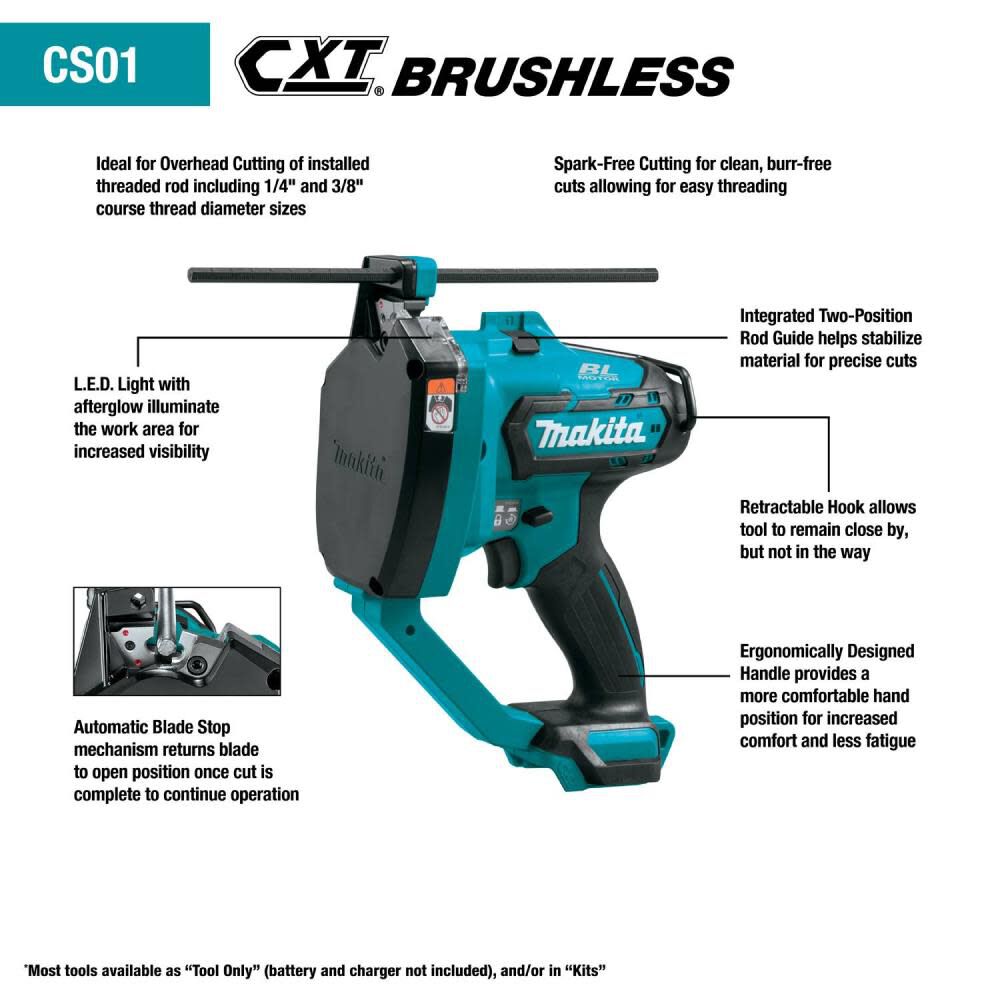 Makita 12V max CXT Lithium-Ion Brushless Cordless Threaded Rod Cutter Tool Only CS01Z from Makita