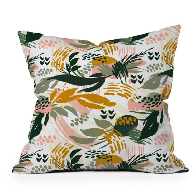 Marta Barragan Camarasa Art Nature Brushstrokes Square Throw Pillow Green Deny Designs